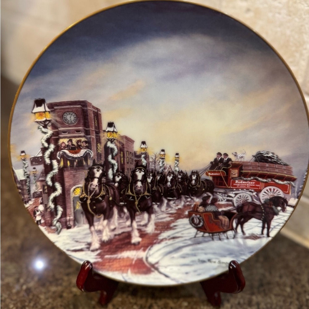 NWOT The Perfect Christmas 1992 Budweiser Limited Edition Plate Collectible - Picture 2 of 8